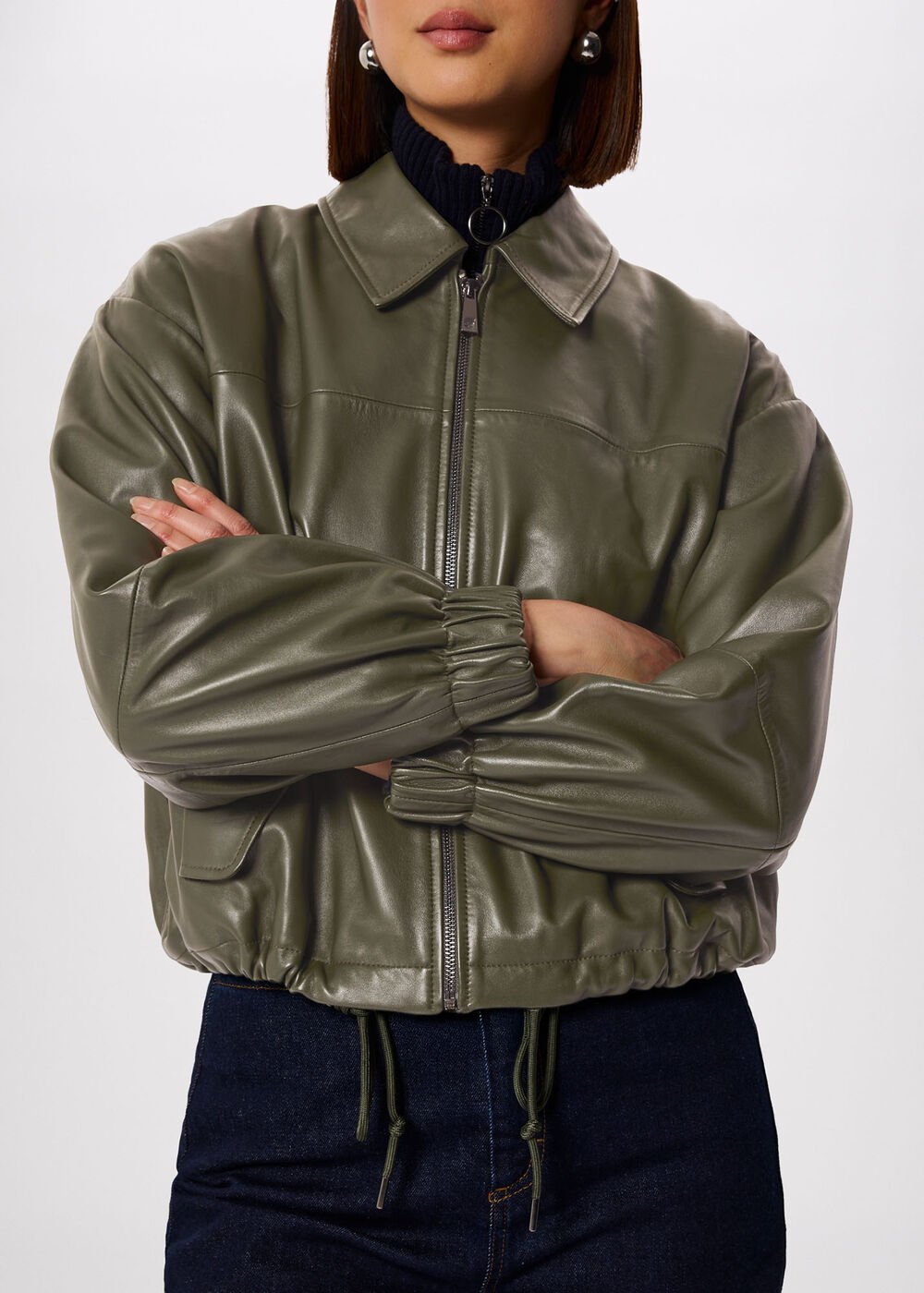 Frida Leather Bomber Jacket