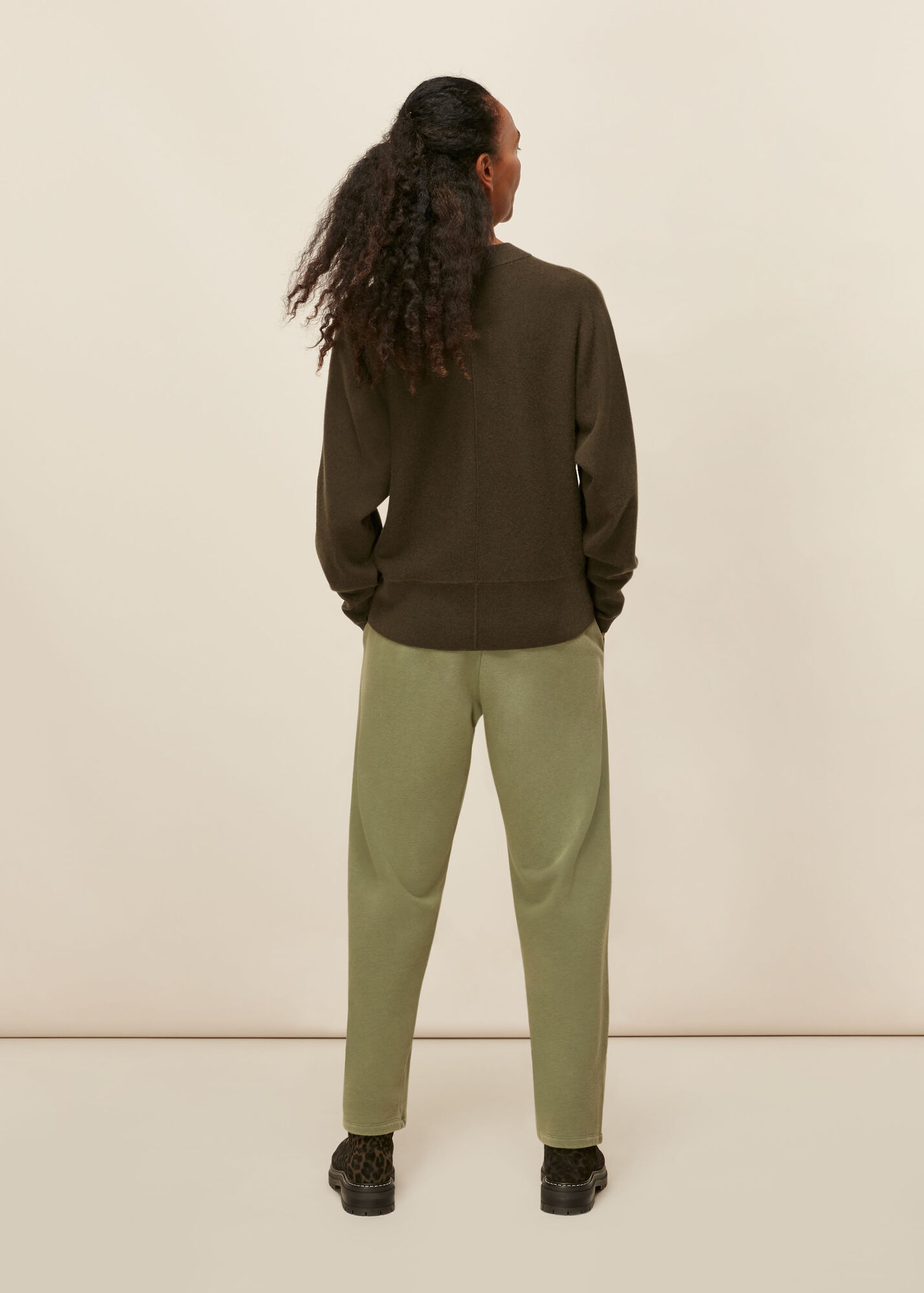 Khaki Cashmere Dolman Knit WHISTLES Whistles UK