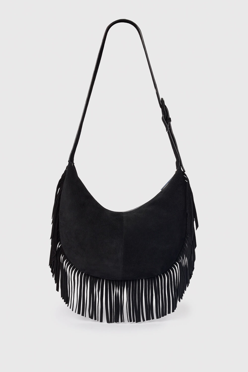 Black Sia Suede Fringed Bag