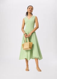 Check V Neck Asymmetric Dress