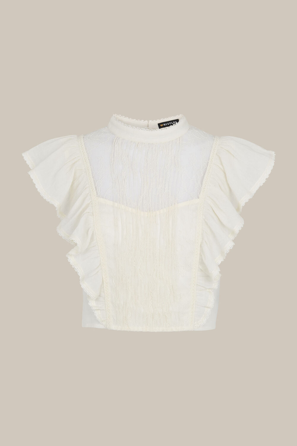 Mixed Lace Frill Top Ivory