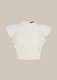 Mixed Lace Frill Top Ivory