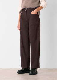 Belted Cotton Barrel Trouser
