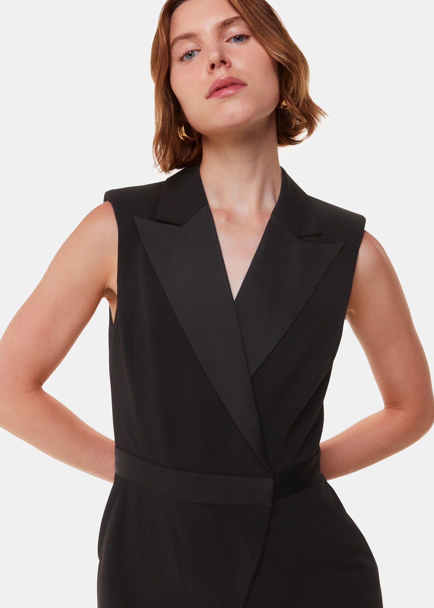 Black Edie Tuxedo Jumpsuit WHISTLES Whistles ROW