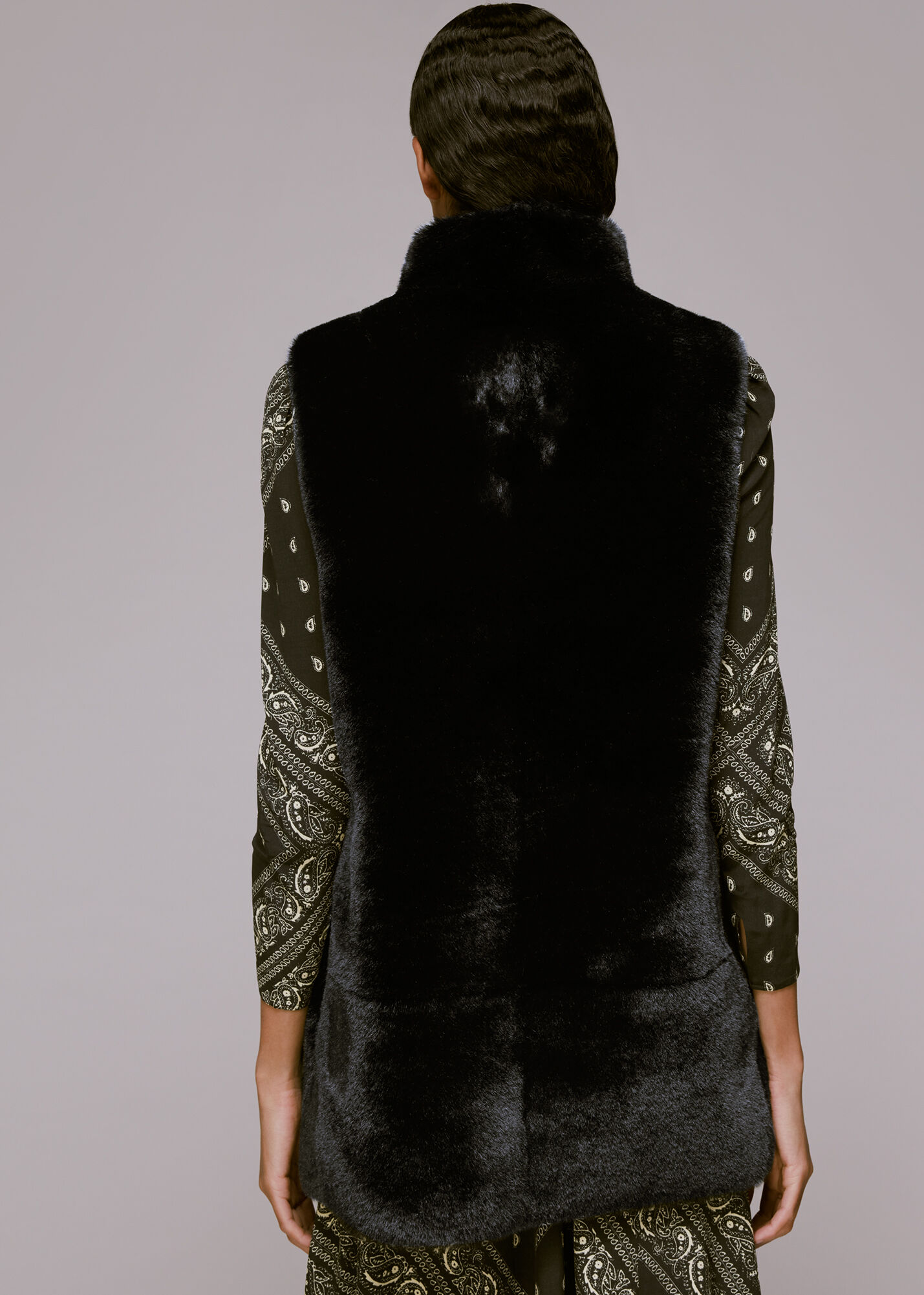 Girls black faux fur hot sale gilet