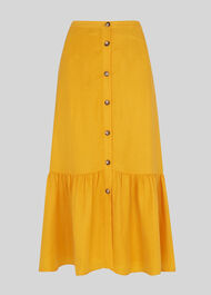 Linen Button Through Skirt Yellow