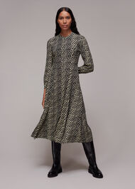 Brushed Geo Print Midi Dress
