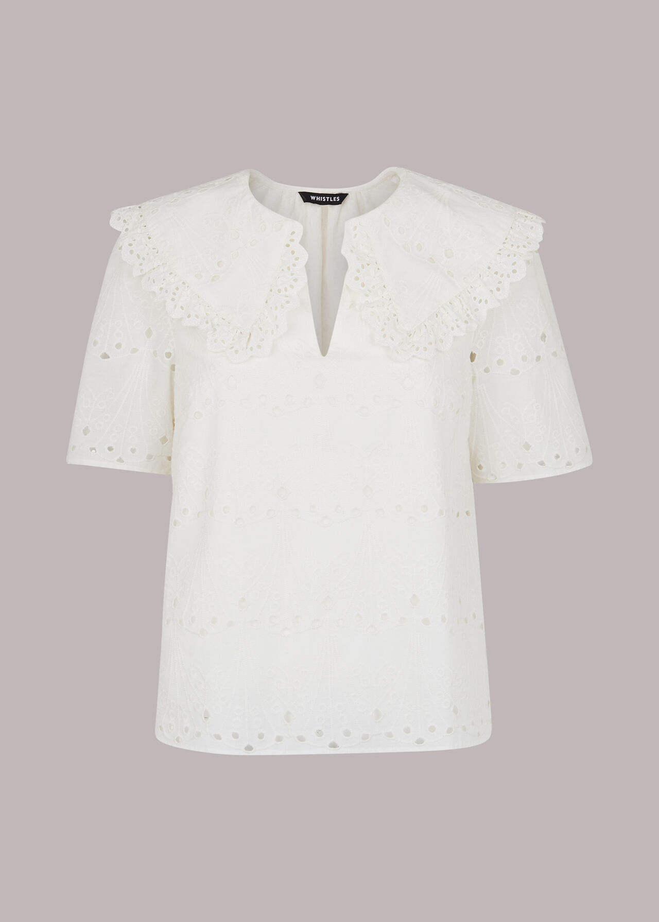 White Collar Detail Broderie Blouse | WHISTLES