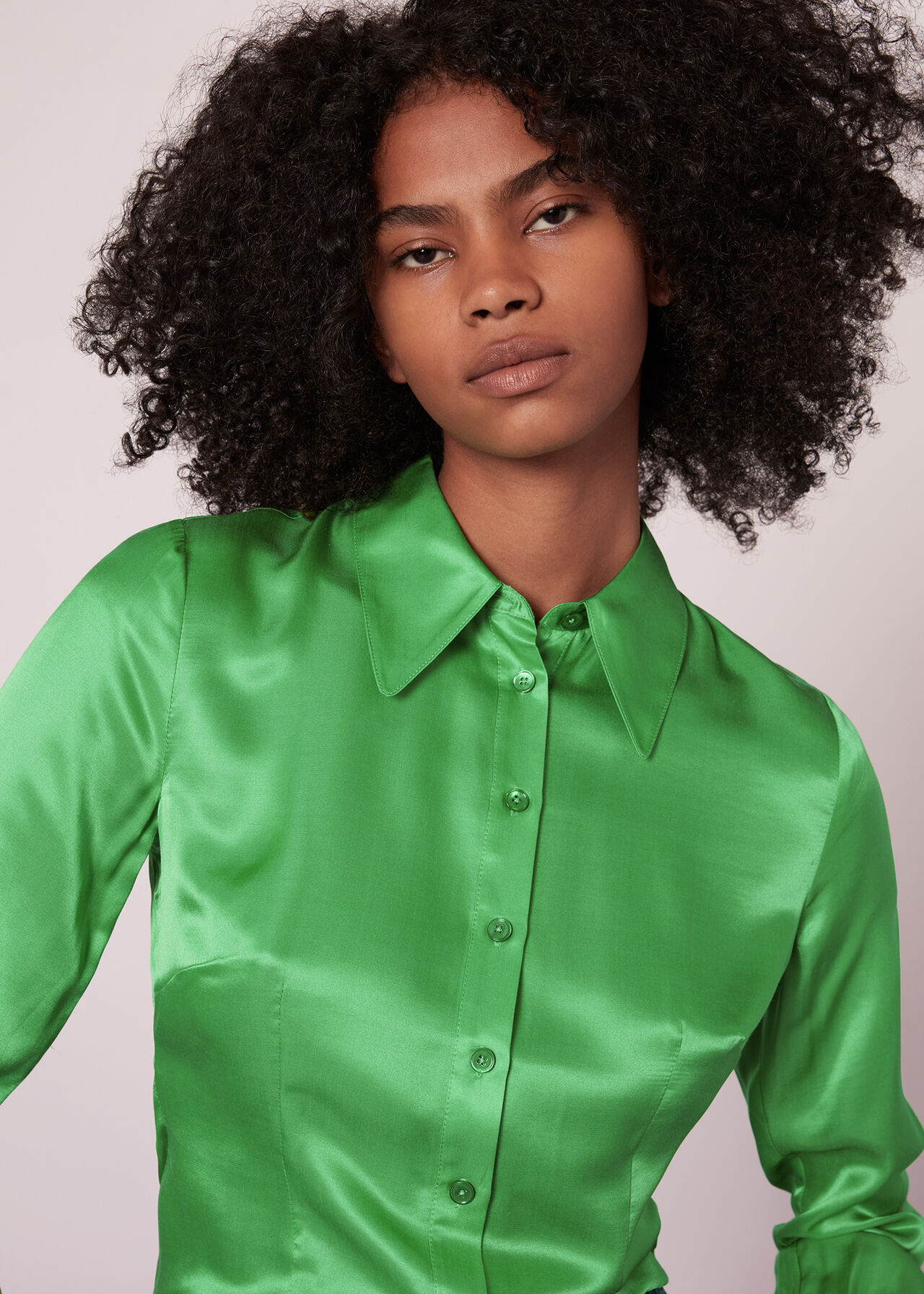 Lime Hallie Silk Mix Shirt | WHISTLES