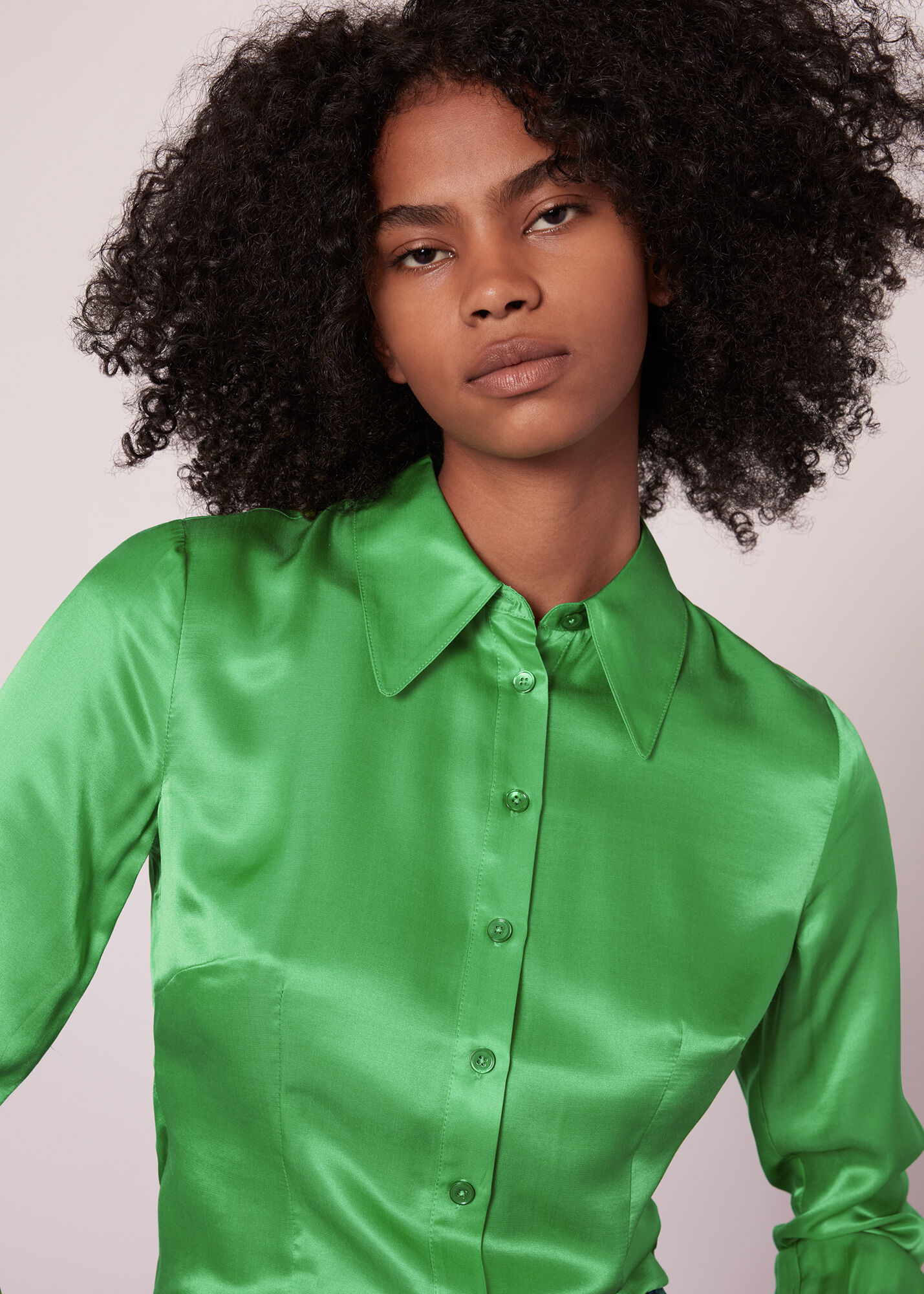 Lime Hallie Silk Mix Shirt WHISTLES