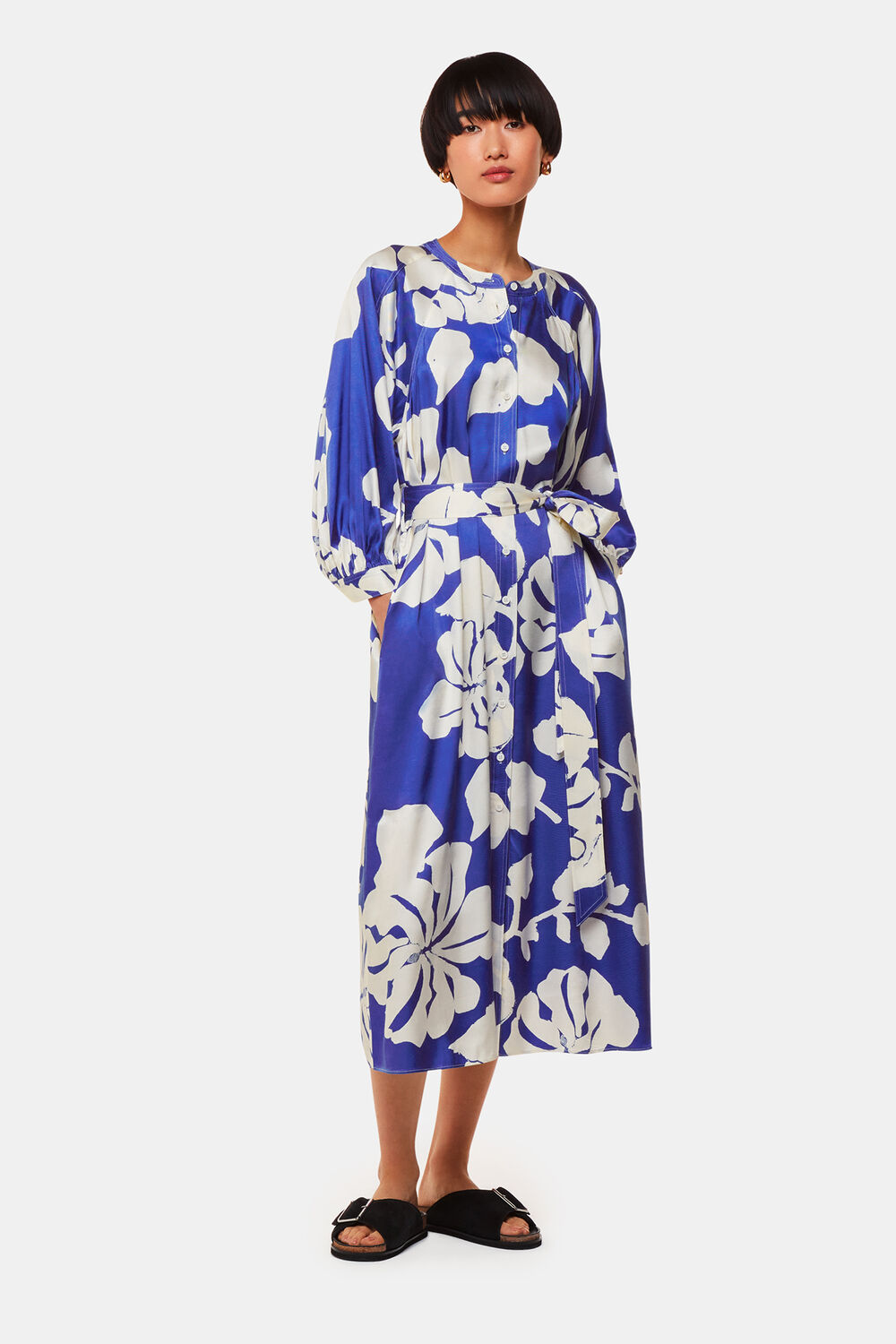 Blue Hibiscus Print Mabel Dress