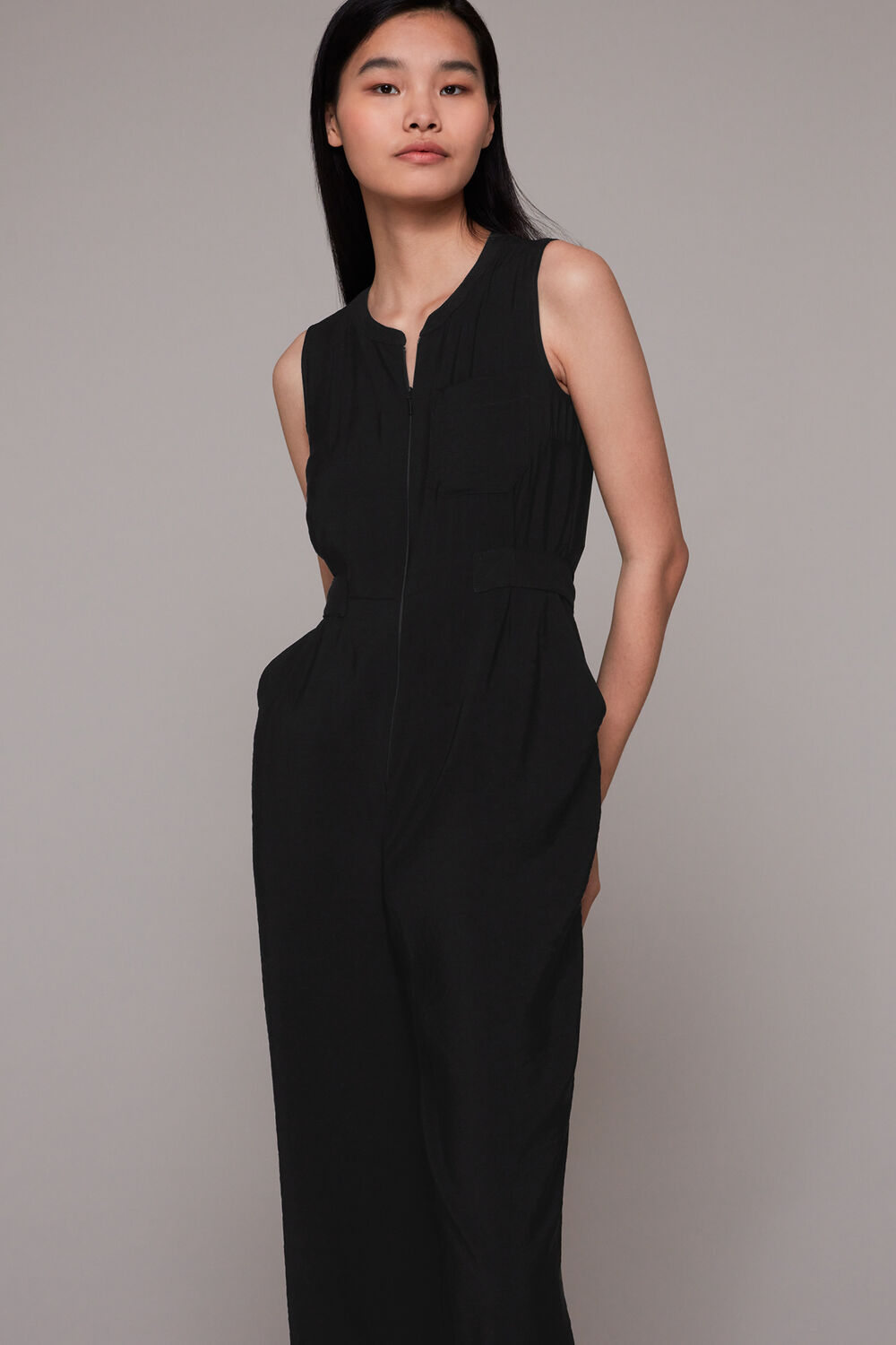 Black Josie Zip Front Jumpsuit
