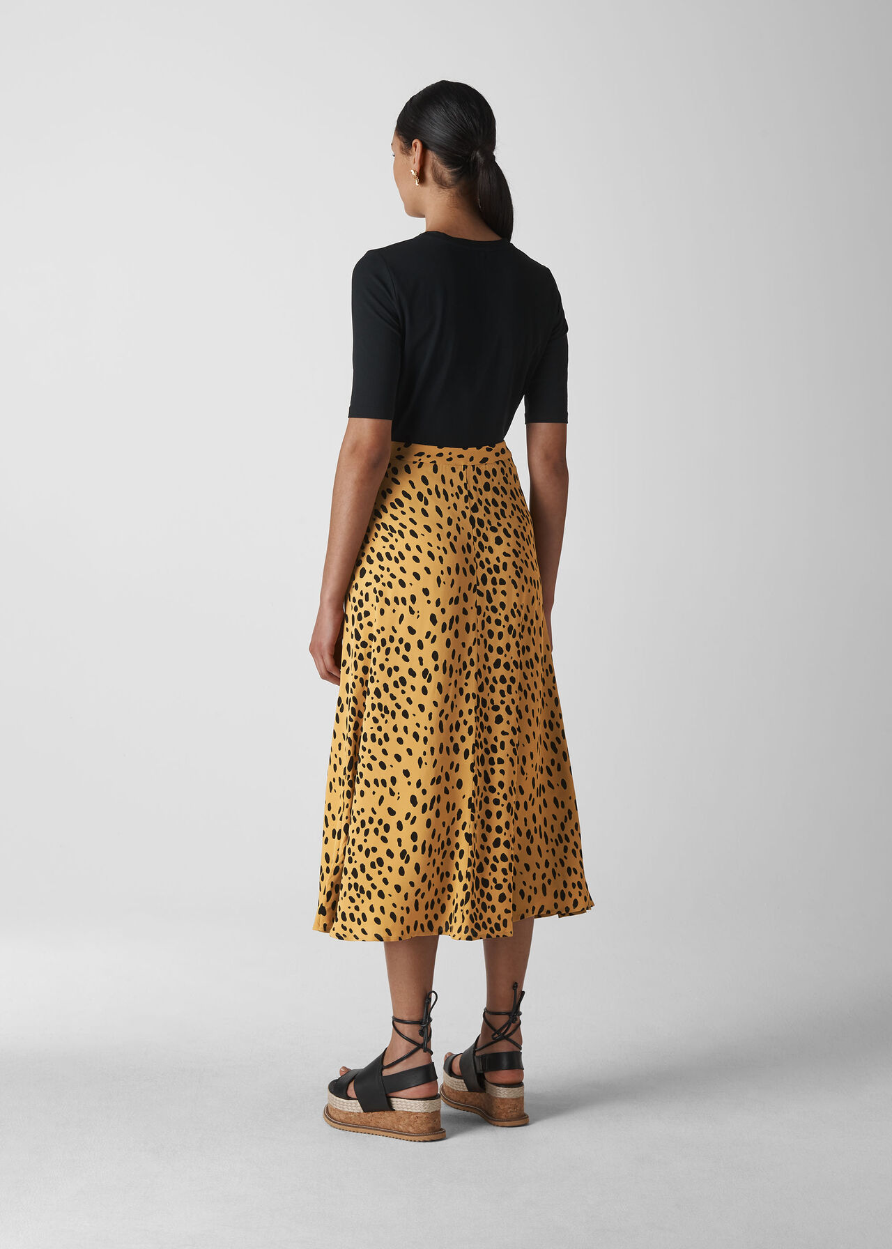 Animal Print Midi Skirt Cream/Multi