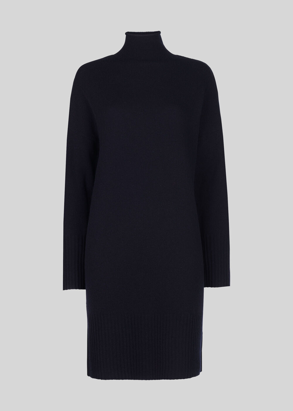 Rib Sleeve Knit Dress Navy