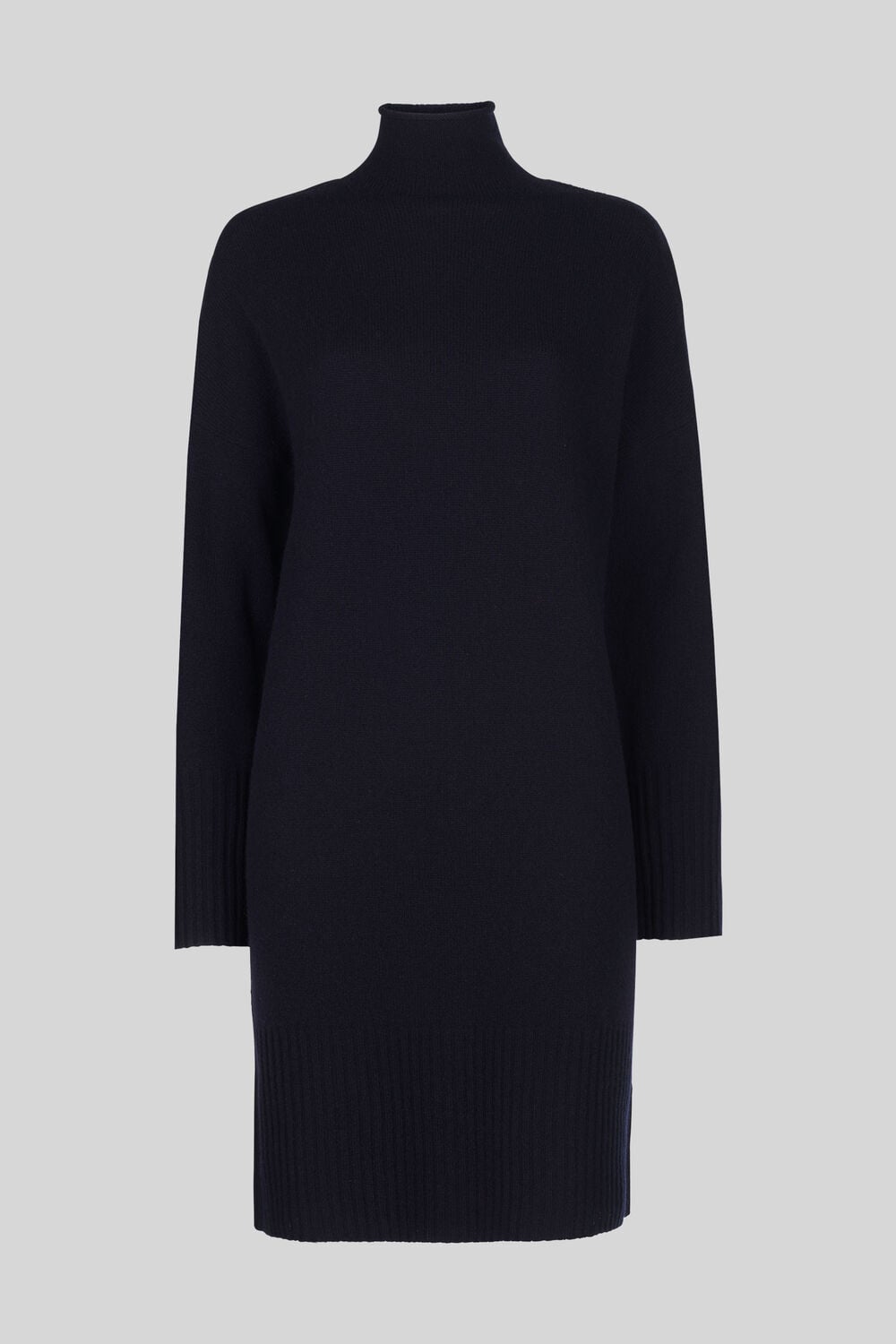 Rib Sleeve Knit Dress Navy