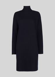Rib Sleeve Knit Dress Navy