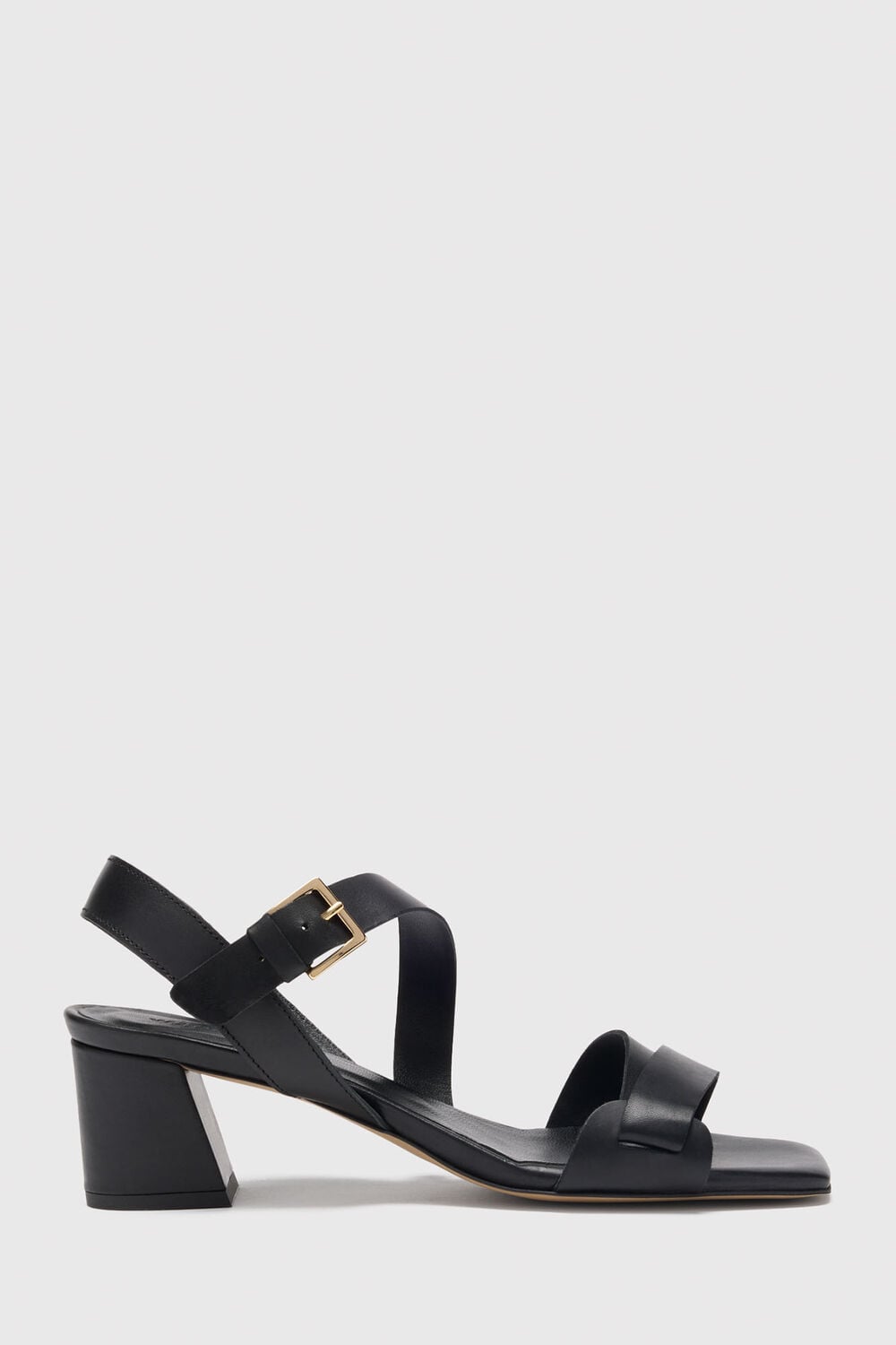 Black Block Heel Buckle Sandal