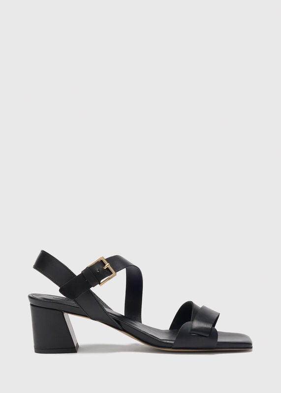 Black Block Heel Buckle Sandal
