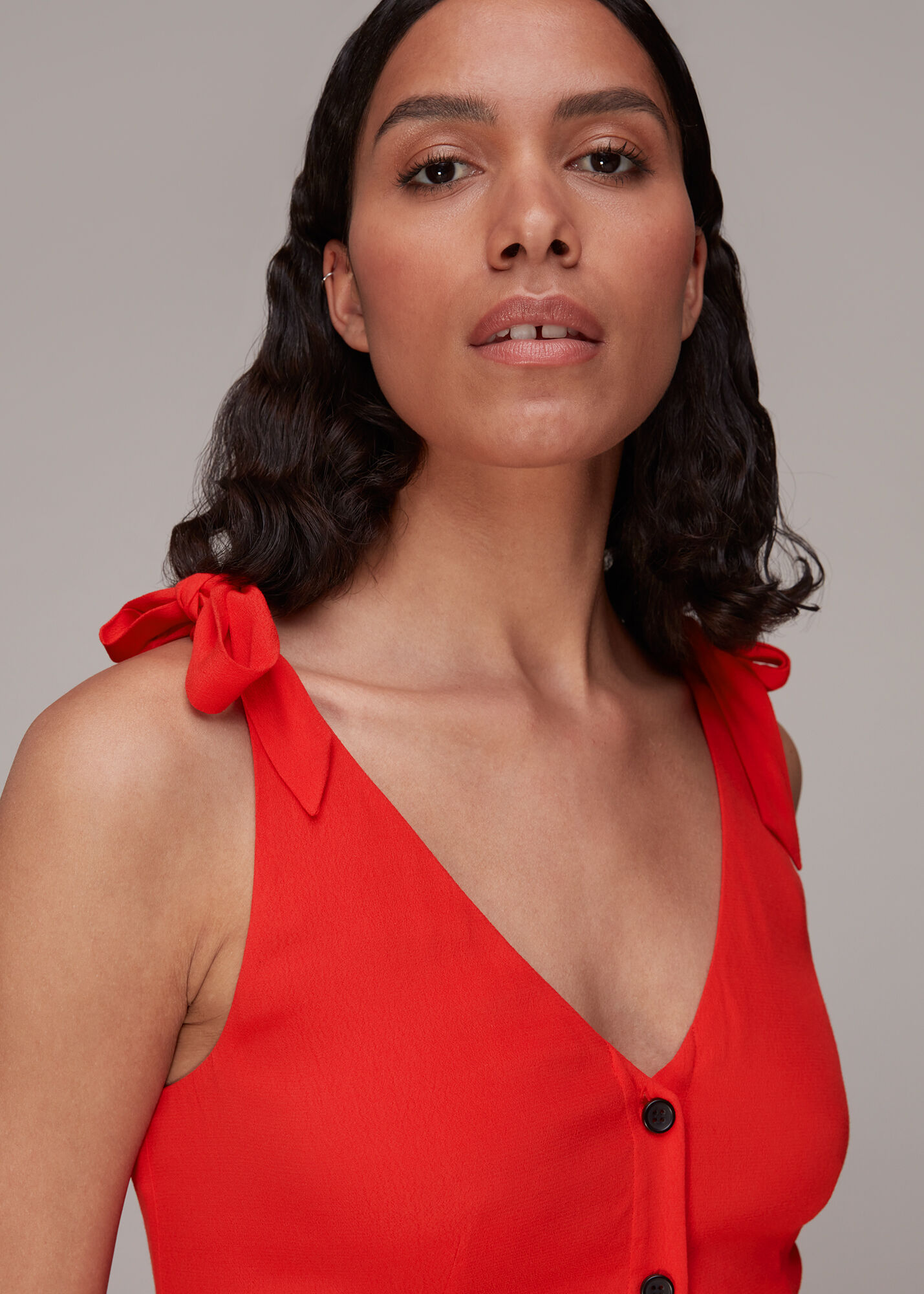 Red Hanna Tie Shoulder Dress WHISTLES