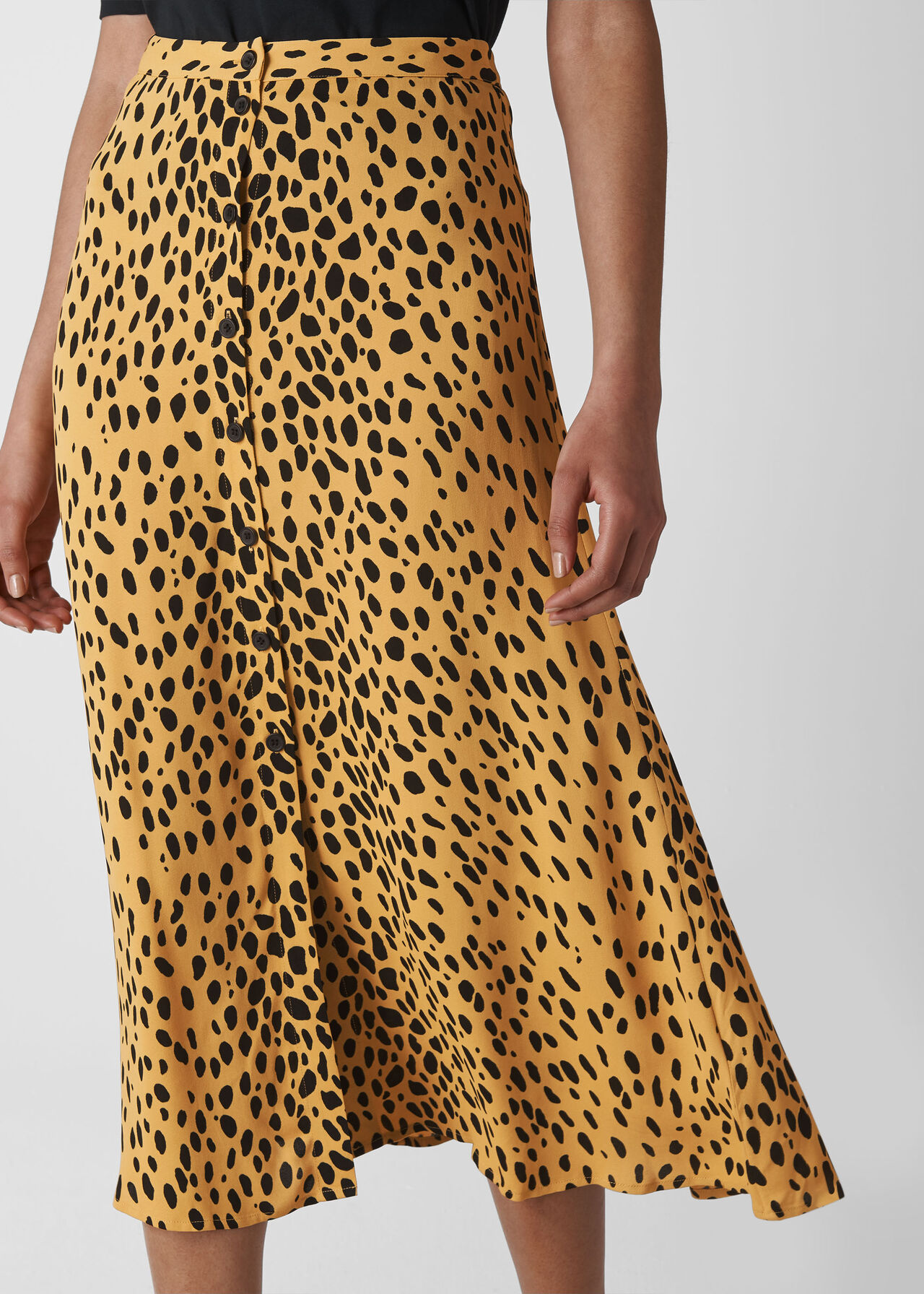 Cream/Multi Animal Print Midi Skirt | WHISTLES