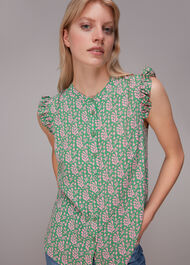 Cut Out Leaf Frill Blouse
