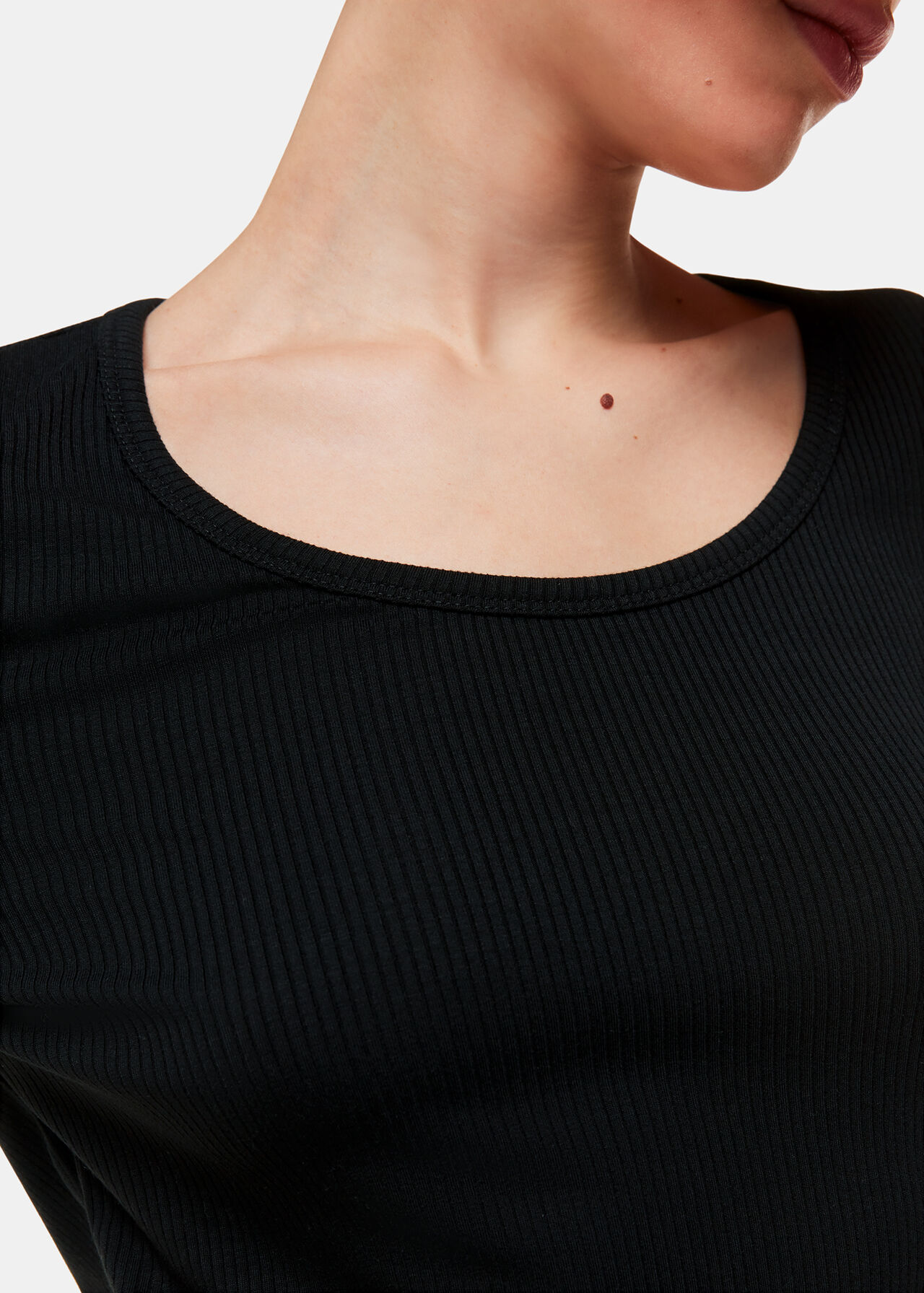 Black Ribbed Scoop Neck Top, WHISTLES