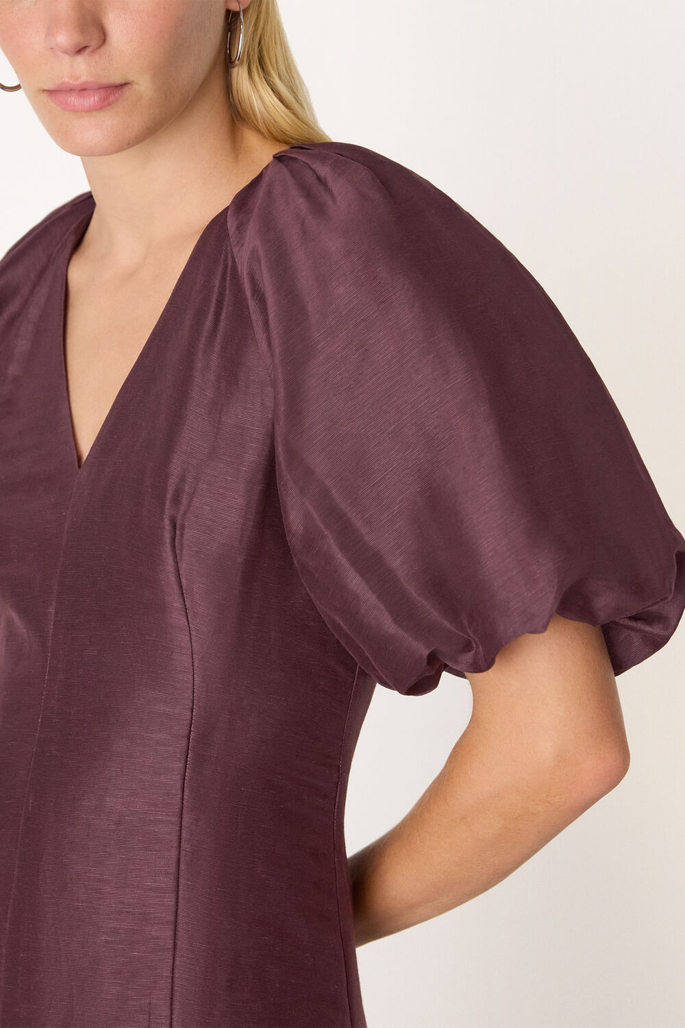 Burgundy Silk Blend Taffeta Maxi Dress