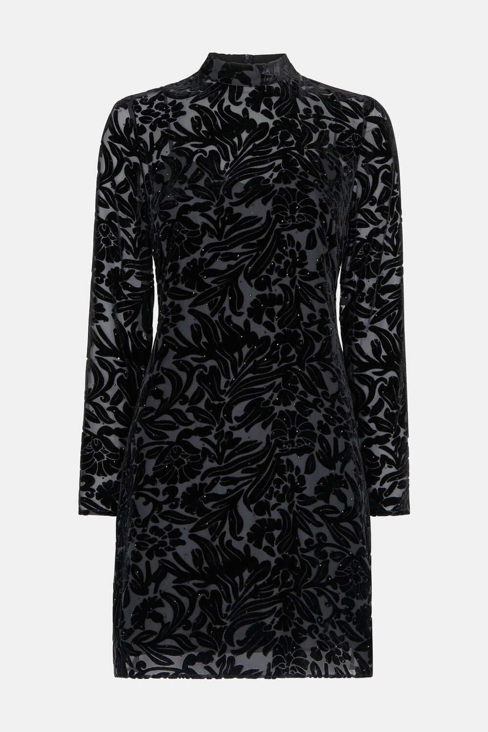 Black Hot Fix Floral Velvet Dress