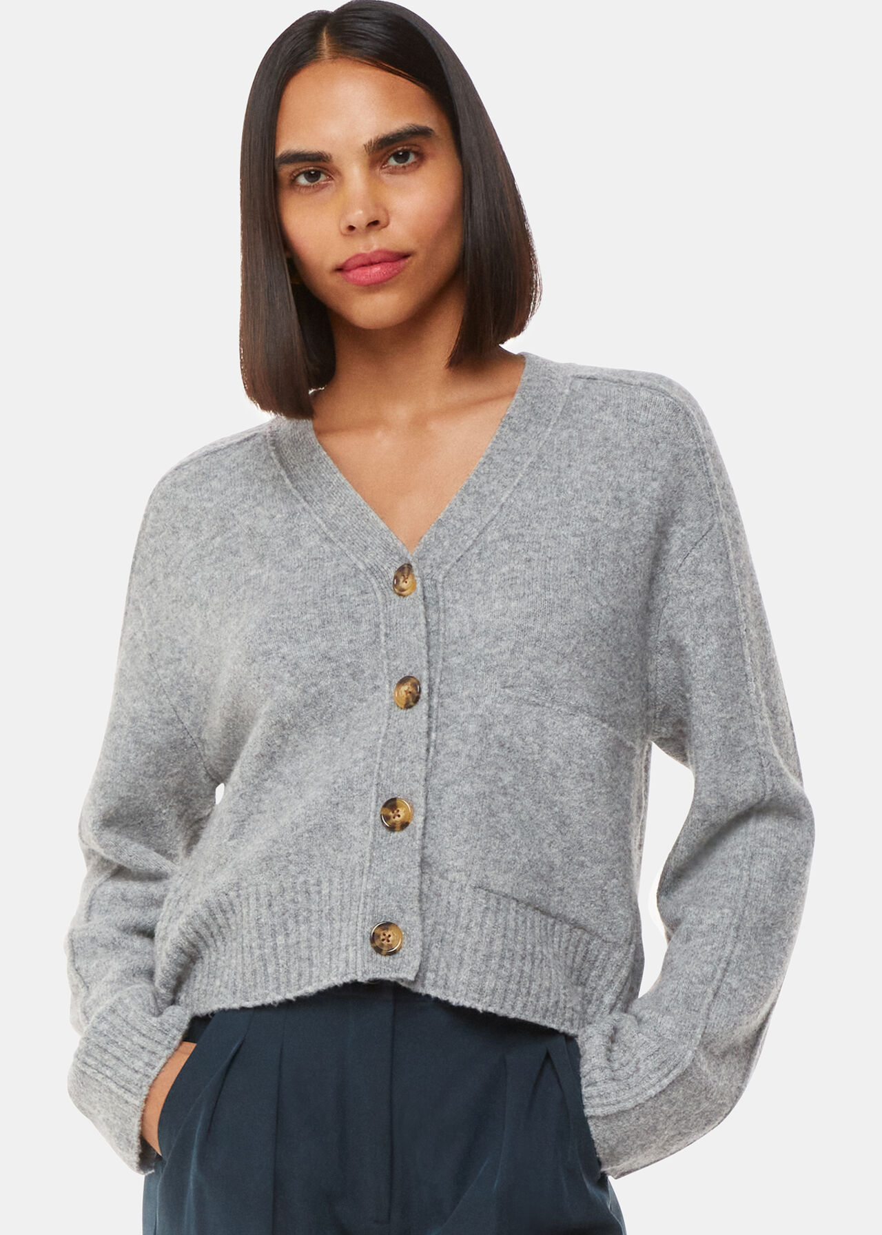 Whistles Wool Mix Pocket Cardigan Whistles Wool Mix Pocket Cardigan