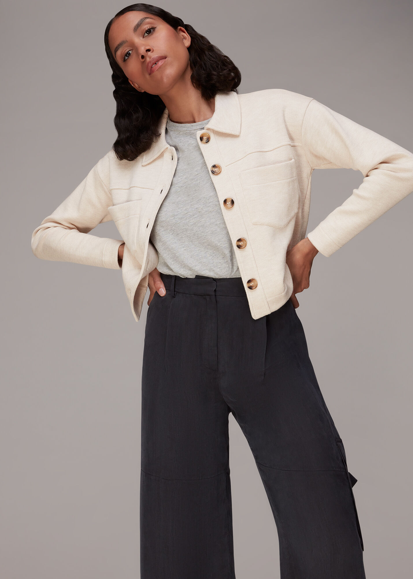 Oatmeal Utility Jersey Jacket WHISTLES Whistles