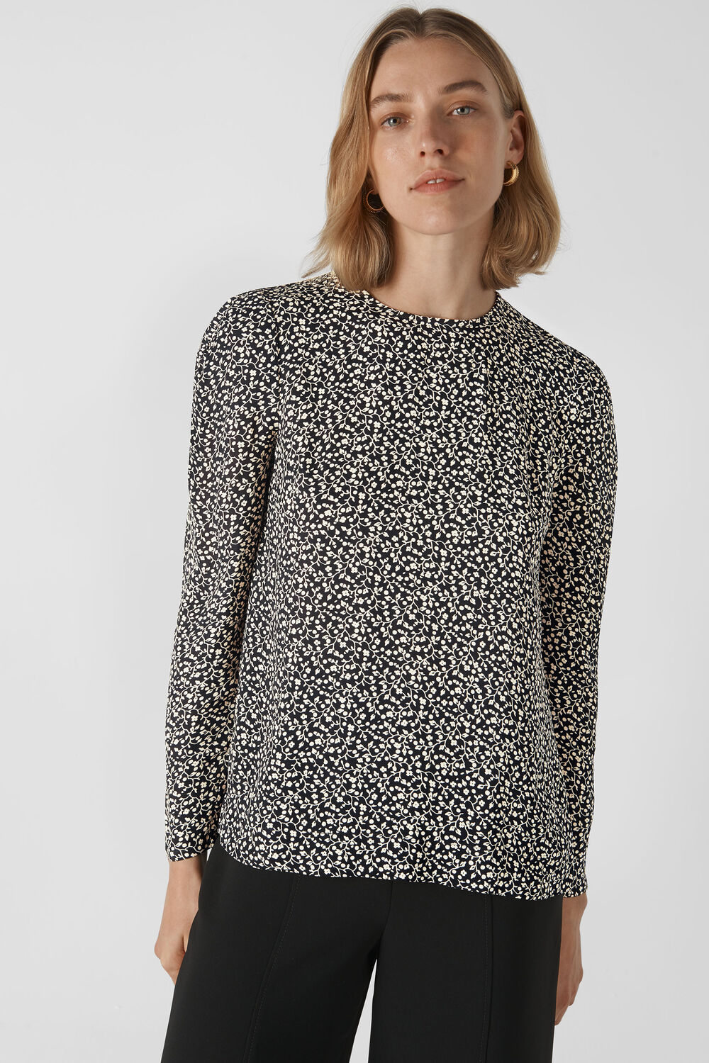 Autumn Floral Print Top Black/Multi