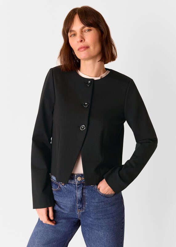 Black Anne Ponte Button Jacket