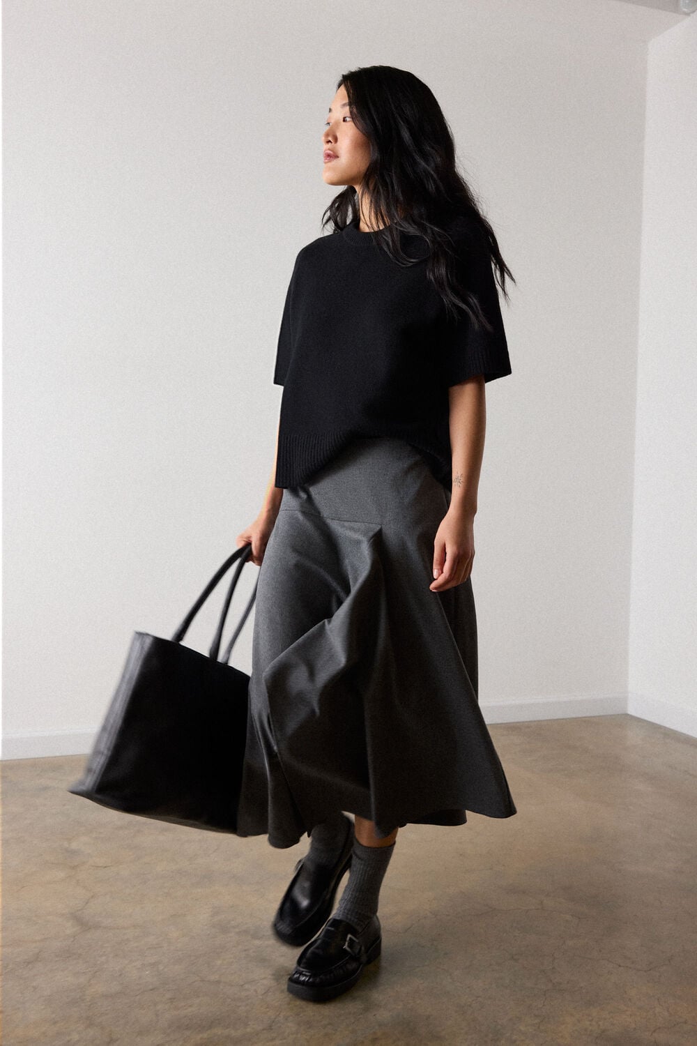 Black Wool Knitted Tee