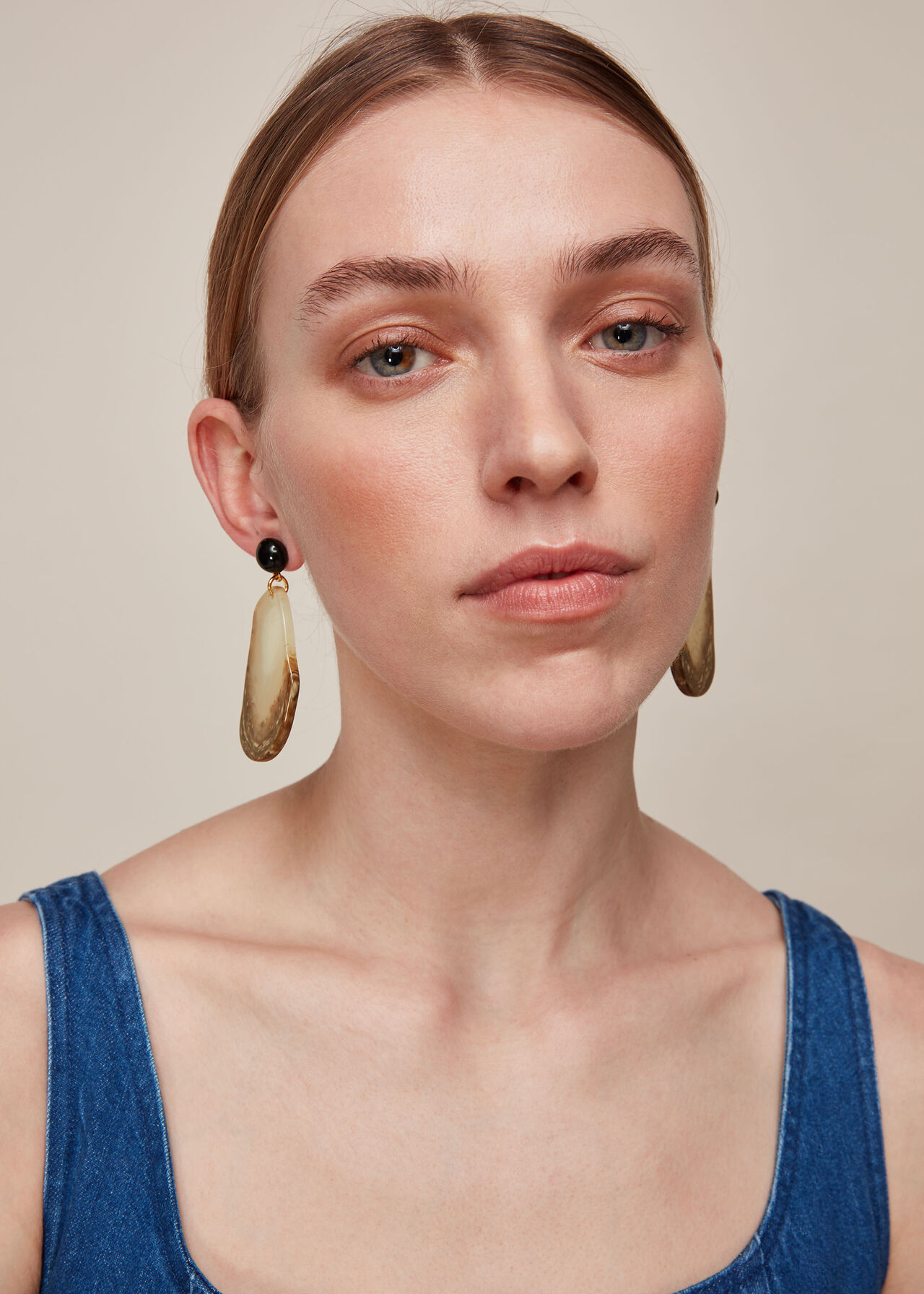 Stone Effect Drop Earring Brown/Multi