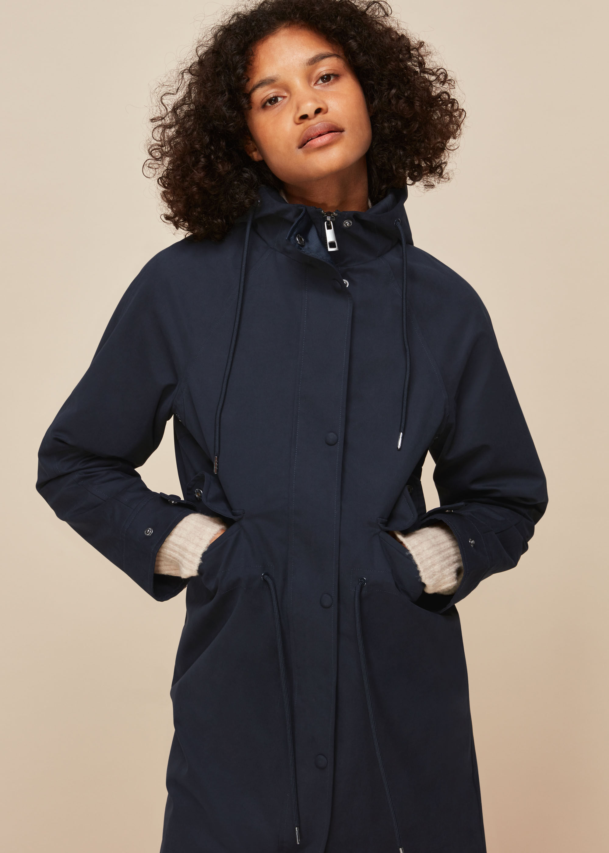 Whistles megan on sale parka navy