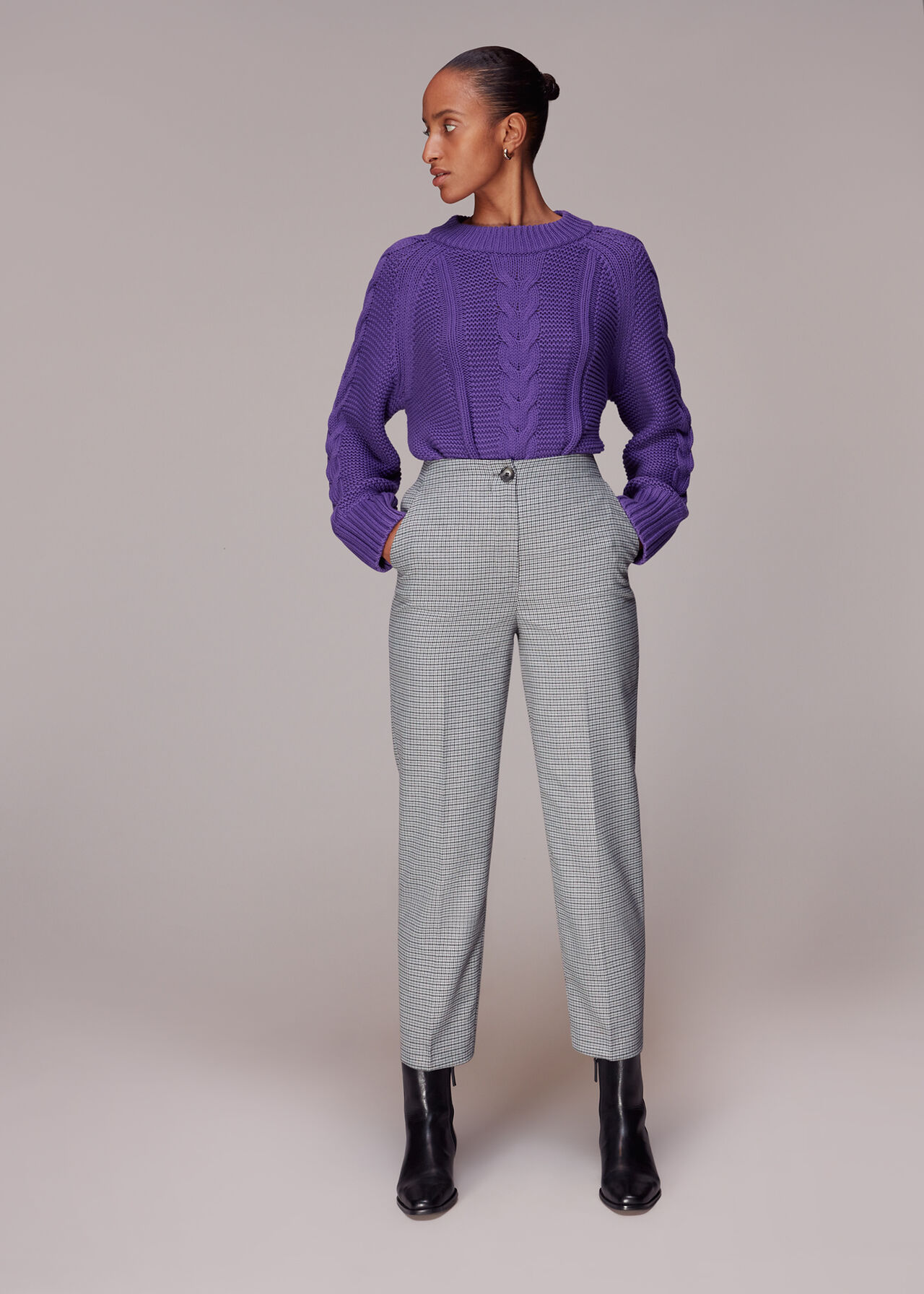 Lila Check Trouser