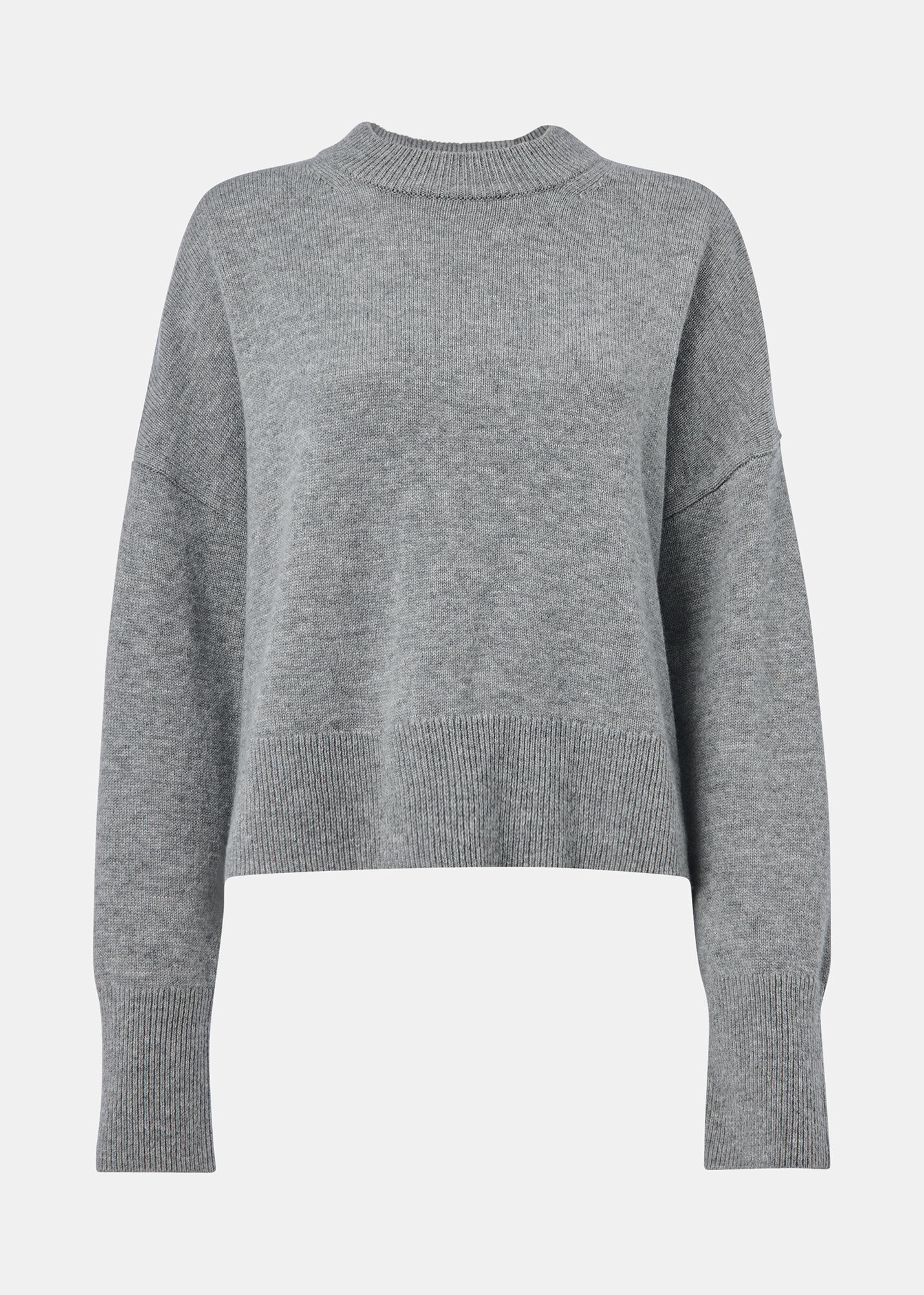 Women's Dark Gray Cashmere Blend Split Back Sweater