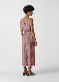 Woodblock Print Jumpsuit Multicolour