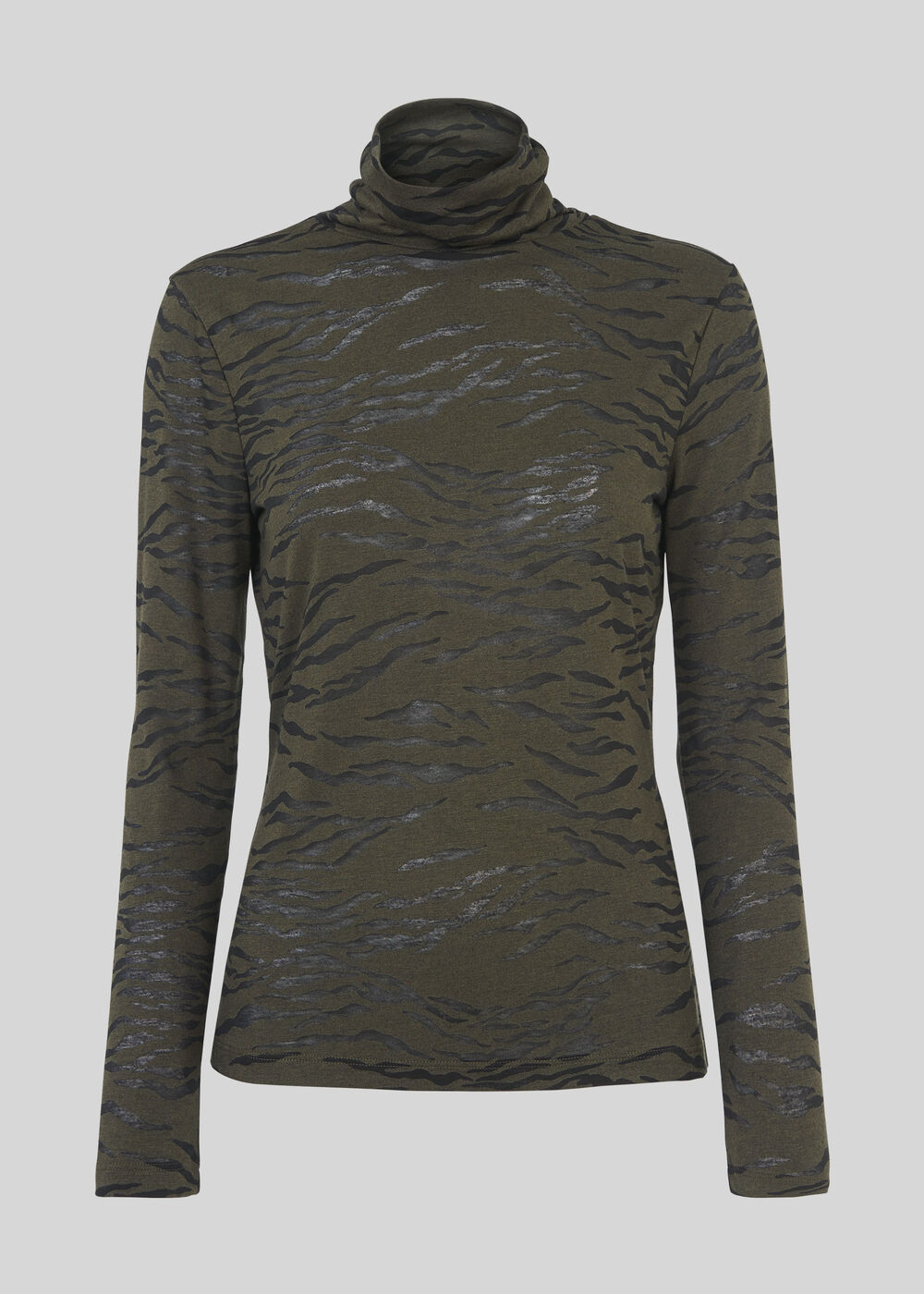 Tiger Burnout High Neck Top Khaki