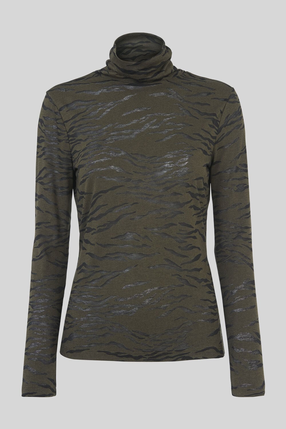 Tiger Burnout High Neck Top Khaki