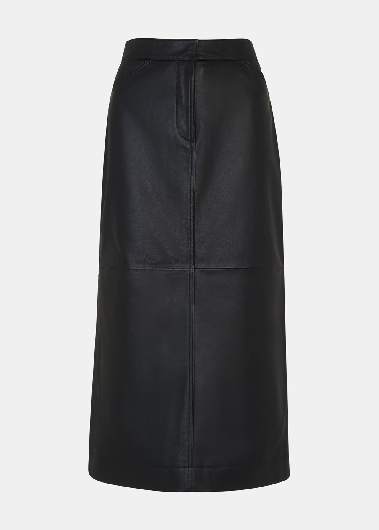 Black Jamie Leather Midi Skirt WHISTLES