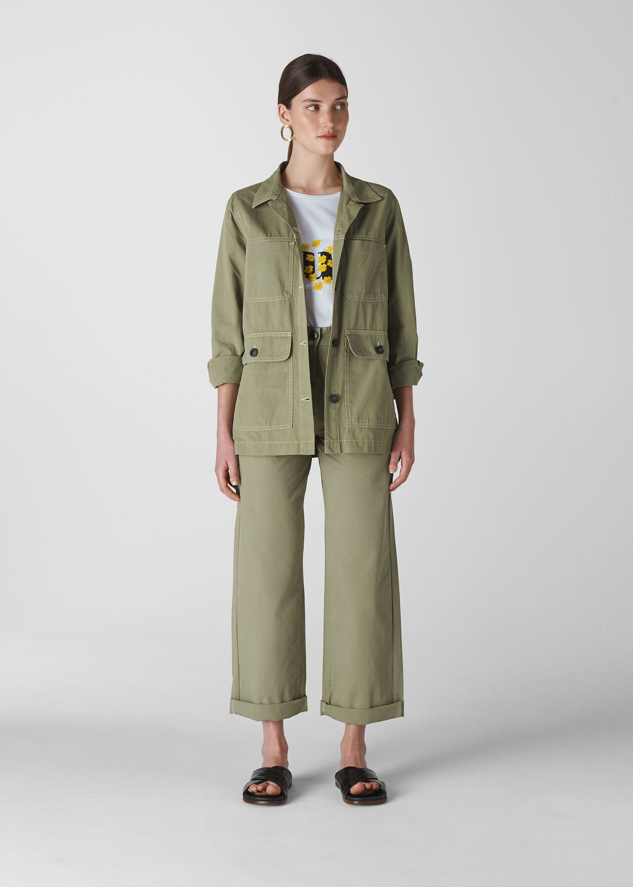 Pale Green Utility Casual Jacket | WHISTLES | Whistles