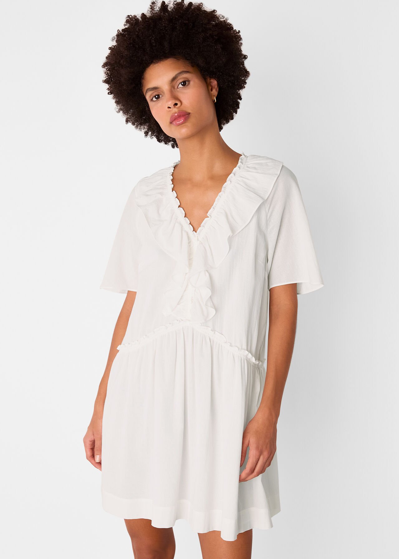 Ruffle Trapeze Mini Dress