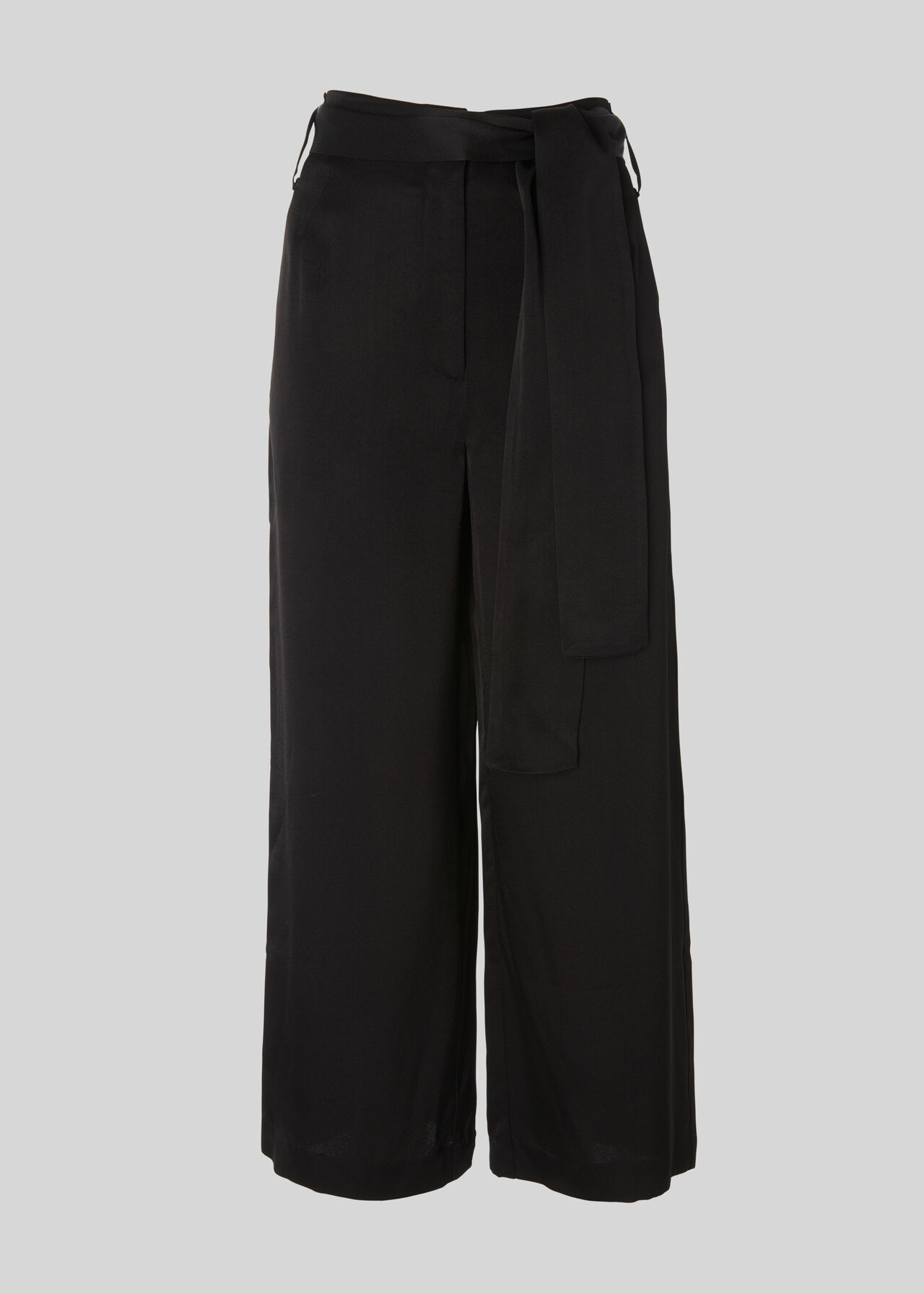 Satin Belted Wide Leg Trouser