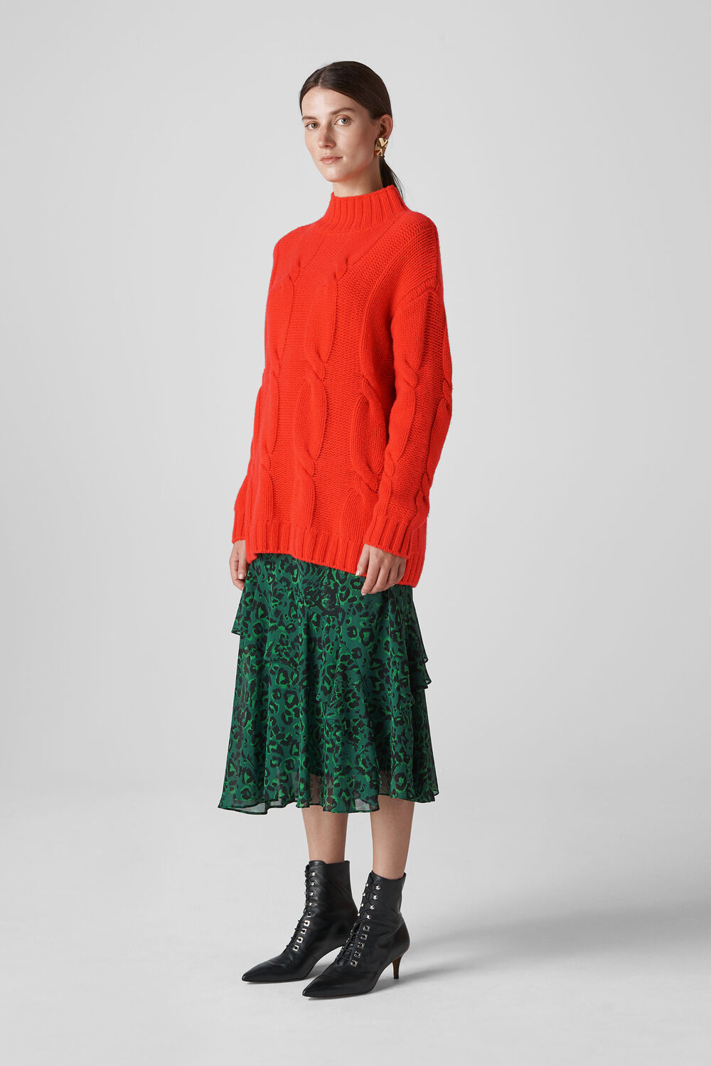 Cashmere Cable Knit Red