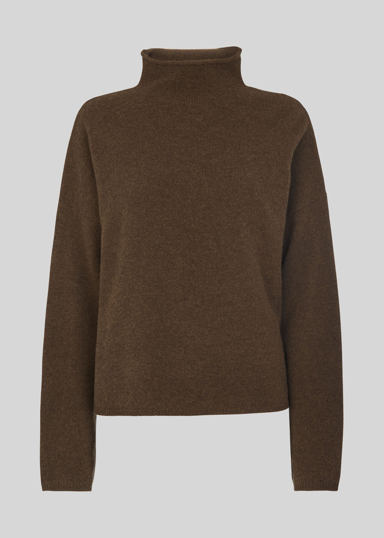 Soft Roll Neck Wool Sweater Khaki