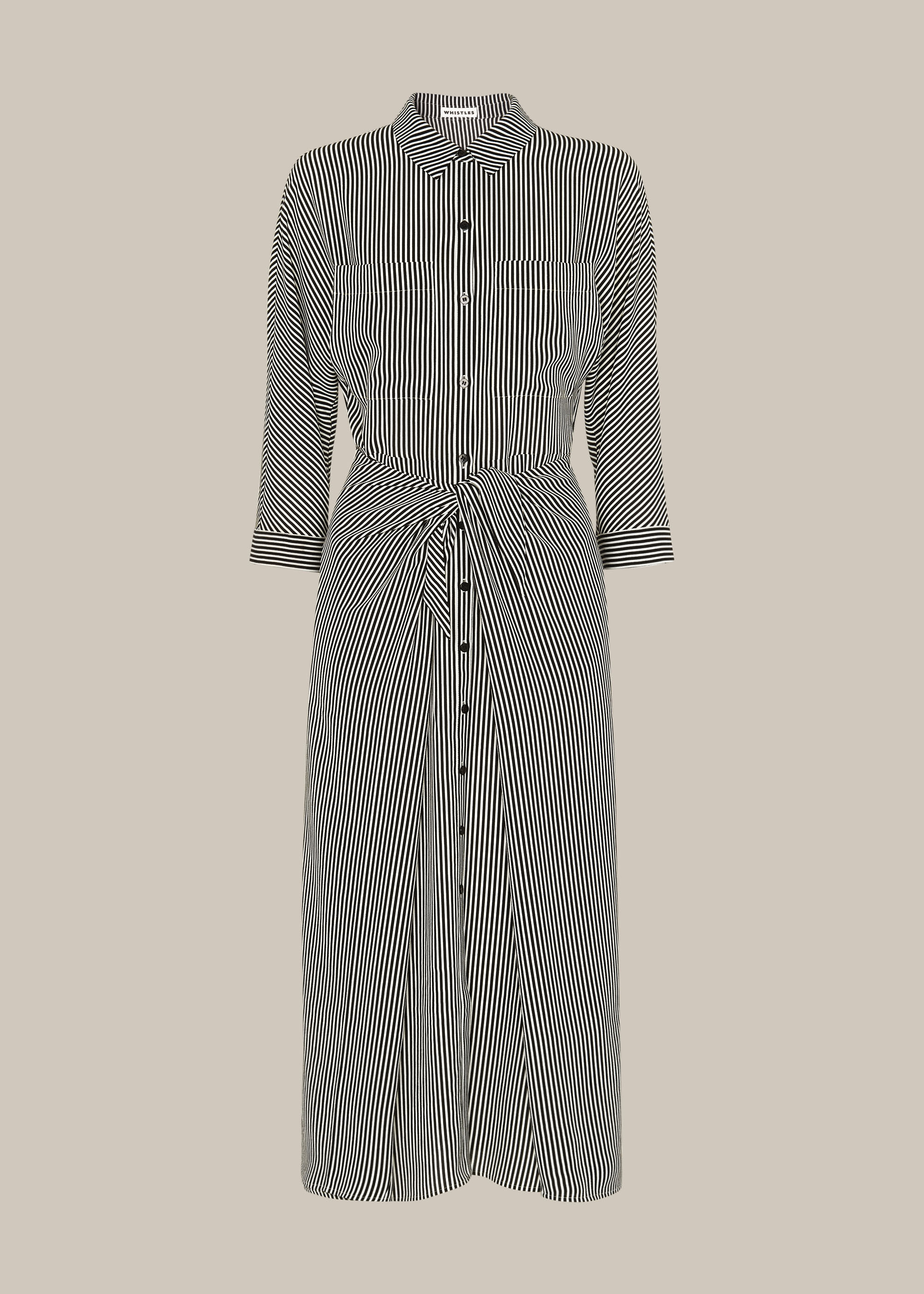 Black White Stripe Selma Tie Dress WHISTLES Whistles UK