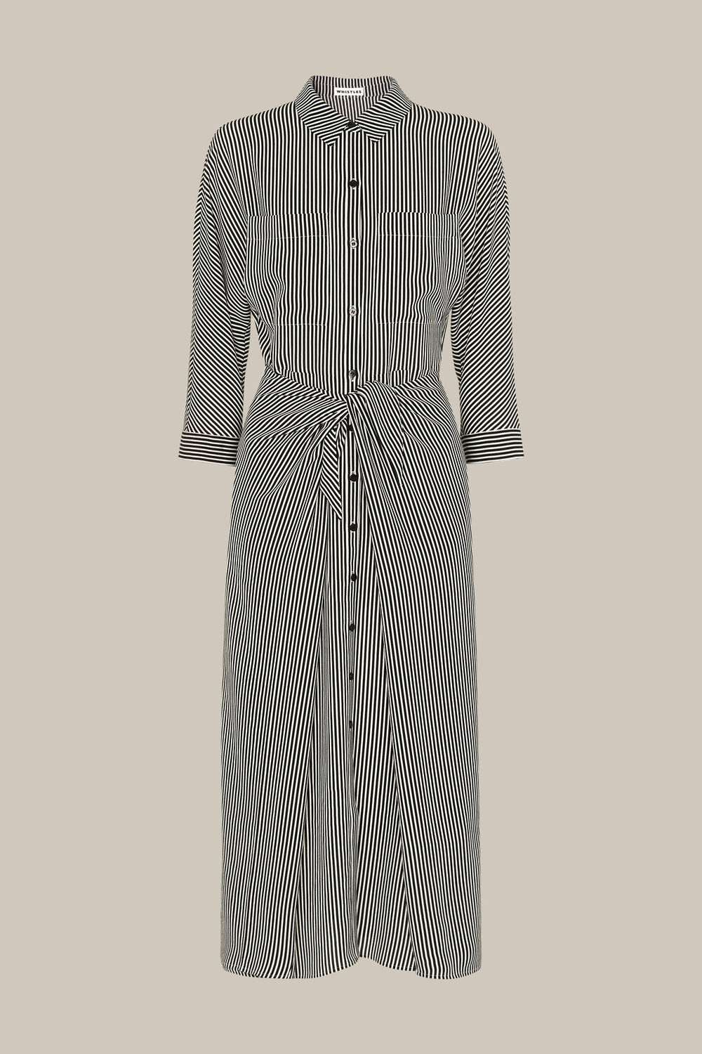 Stripe Selma Tie Dress Black/White