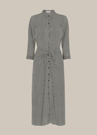 Stripe Selma Tie Dress Black/White