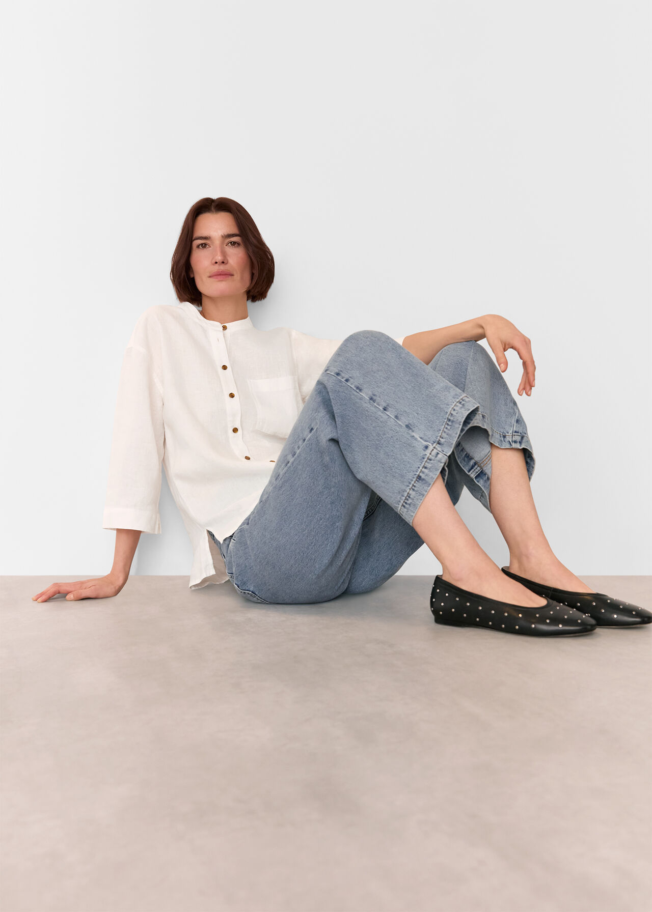 Linen Grandad Collar Shirt